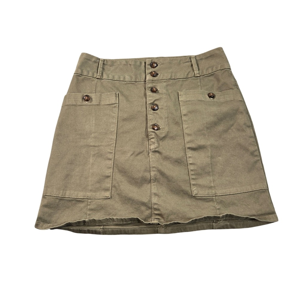 Frame Denim Mini Skirt Womens 28 Green Denim Button Front Utility LMSKCN307